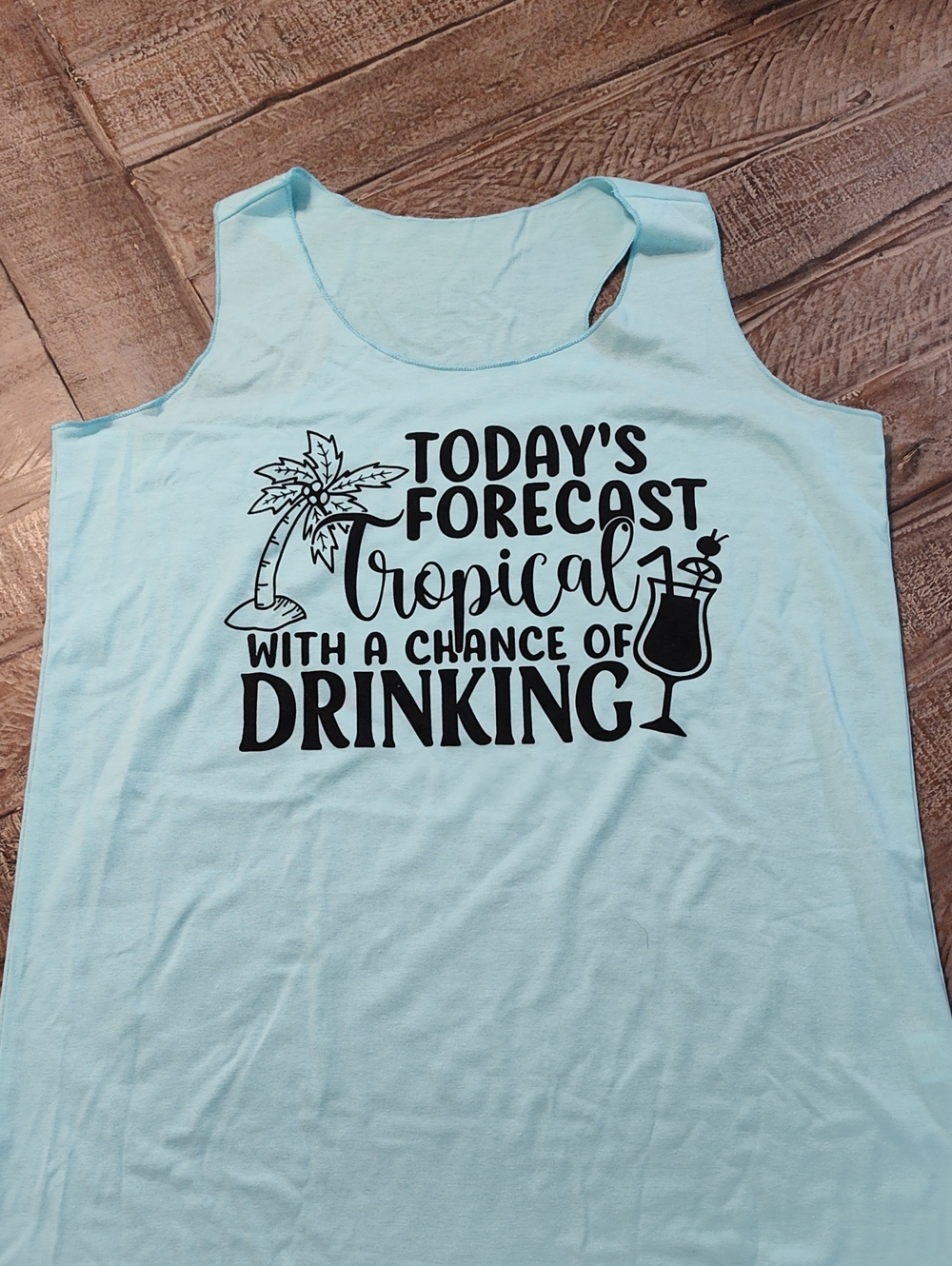 Light Blue Tropical Graphic Tank Top - Women's - Picture 2 of 5